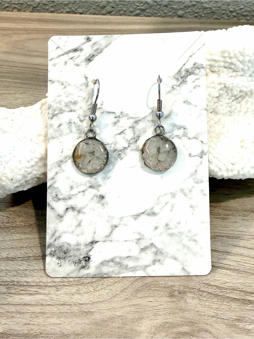 98. Rose quartz and beach sand drop earrings